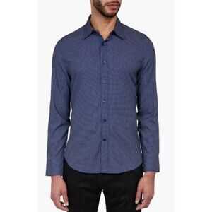 Con.Struct Mens Slim Fit Microdot Shirt Size M Navy Casual Office Modern Style